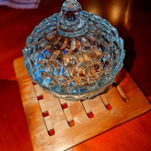 Crystal glass candy jar, very nice used one year by mother in law